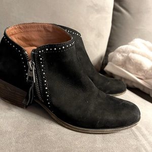 Lucky Brand black suede booties -  great condition Size 7